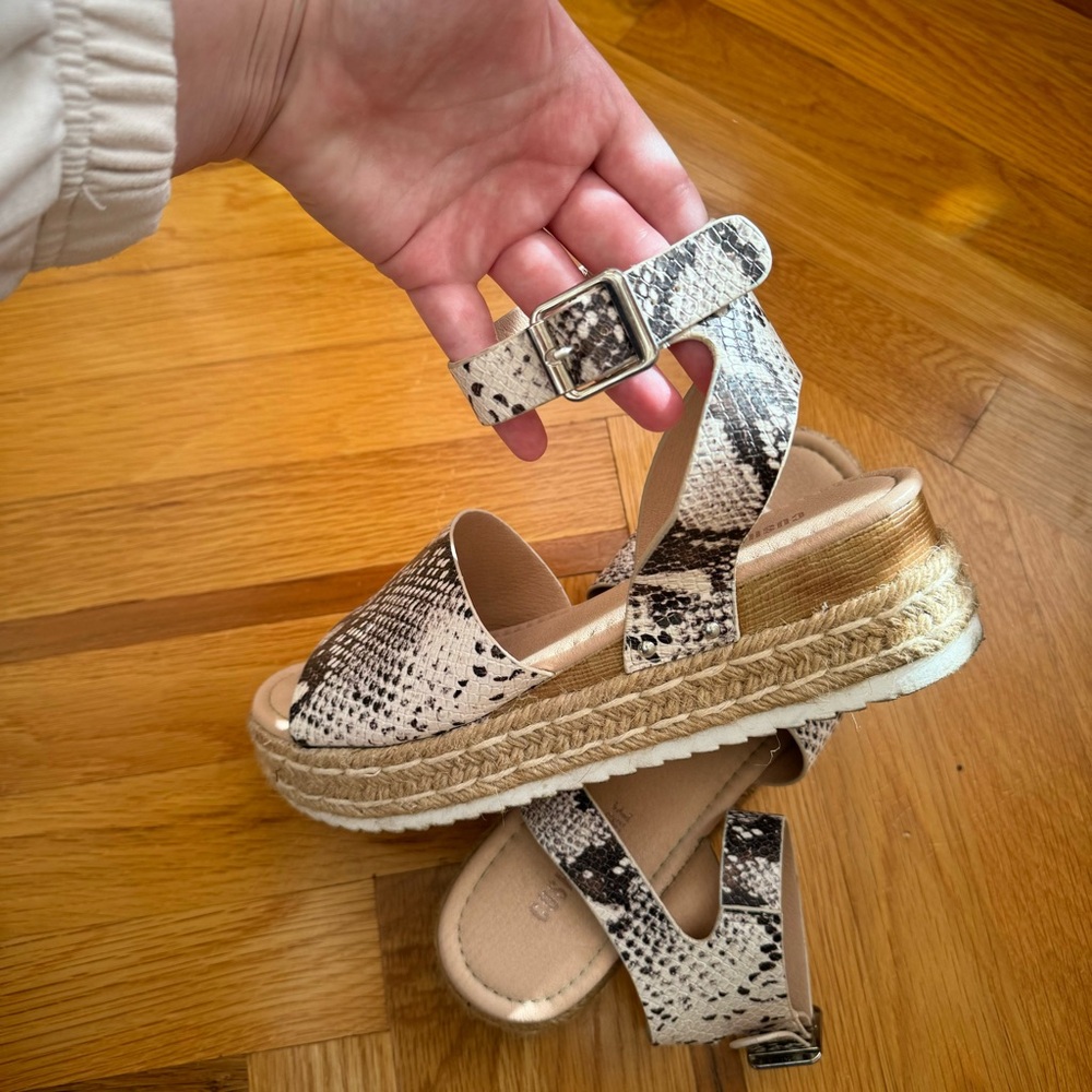 Snake Print Platform Sandals